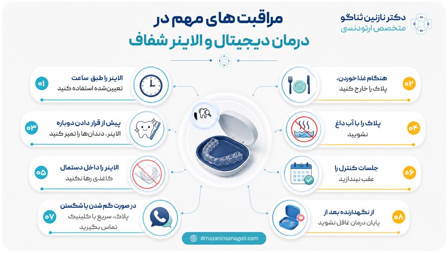 مراقبت‌های مهم در درمان دیجیتال و الاینر شفاف