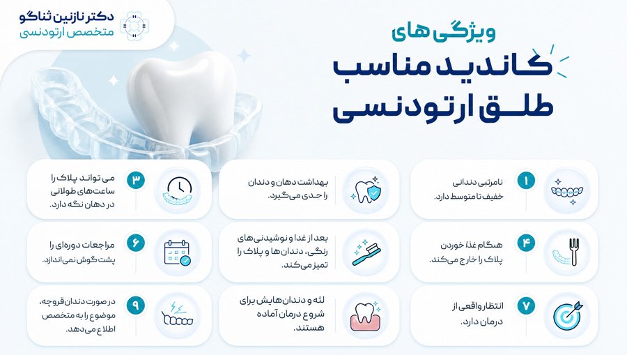 ویژگی‌های کاندید مناسب طلق ارتودنسی