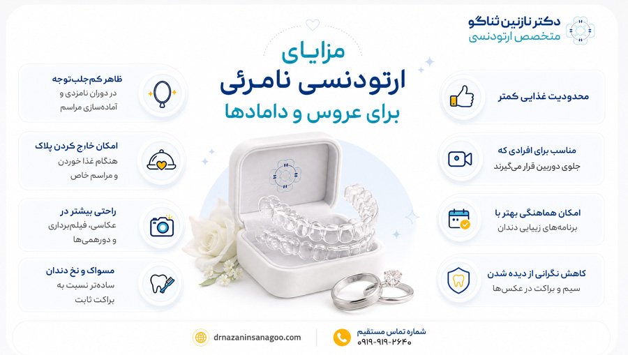 مزایای ارتودنسی نامرئی برای عروس و دامادها